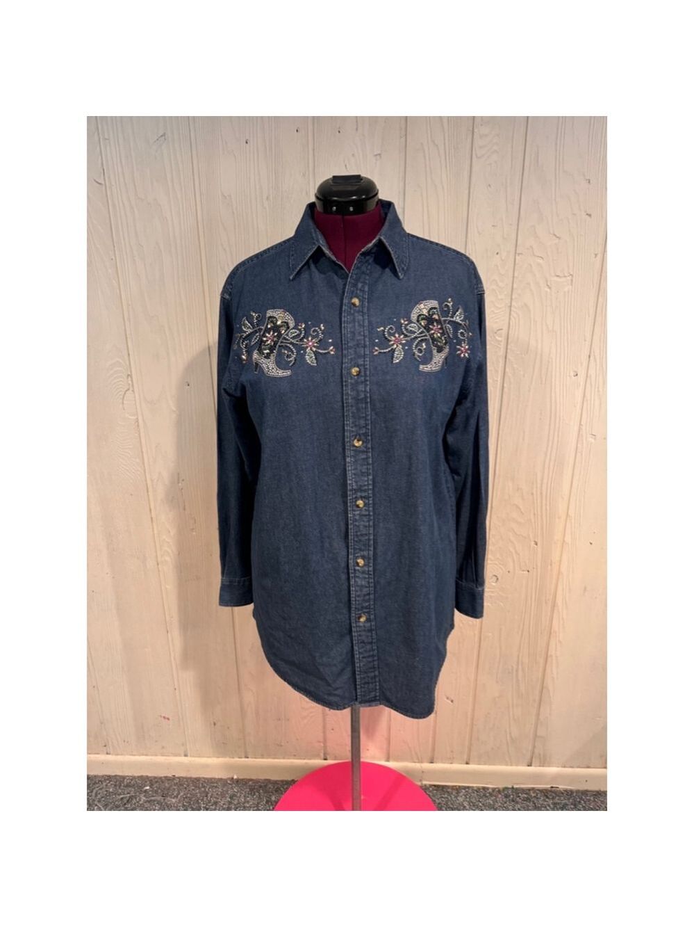 Christine Alexander Vintage Denim Shirt Blue Large